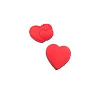 2 Red Heart Shoe Charms For Crocs & Jibbitz Wristbands