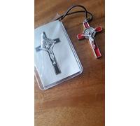 rosarybeads4u 2" RED Inlay St SAINT BENEDICT CRUCIFIX CROSS Medal Necklace Pendant 1222