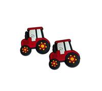 2 Red Tractor Shoe Charms For Crocs & Jibbitz Wristbands