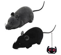 2 Remote Control Wireless Electronic Mimics Real Prey Movement Battery Operated Squeaky Cat Toy, Electronic Motion and Moving Toy for Cats, ABS, Black Gray