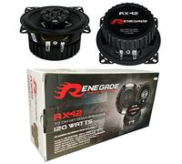 2 RENEGADE RX42 2-way coaxial speakers 4" 10.00 cm 100 mm 60 watt rms 120 watt max impedance 4 ohm 92 db spl for cars black, pair