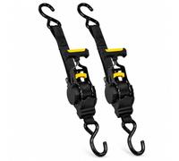 2 Retractable Straps Heavy Duty 3.3 Meter - Ratchet Tie-Down Straps,1360kg/2990 Breaking Strength Altogether-Ratchet Strap with Safety Lock S Hooks for Motorcycles, ATVs, UTVs, Lawn Equipment & Cargo
