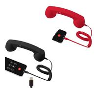 2 Retro Phone Handset,Wired, Retro Type-C Classic Comfortable Electronics Accessories,Handset Cell Phone Receiver,for Offices Travel Kitchen Bedside Bathroom Bed Desk Living Room School (Black + Red)