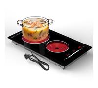 2 Ring Electric Hob, Electric Hob 2 Burner, Plug In Hob, Slider 3000W 30CM | Cook two dishes at once with 2 zones, slide controls, 9 levels, timer, child lock, overheat protection, easy clean glass.