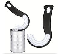 2 Ring Pull Can Opener Tin Opener for Arthritis Hands J Shaped Kitchen Aid Opener Manual Pull Helper Hook Can Opener Locking Rings Opener Opens Cans with Ease for Elderly Weak Hands (Black)