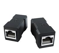 2× RJ45 coupler with extra shielding - Network cable connector & Ethernet cable extender (two RJ45 jacks, easy way to connect/extend ethernet cables, CAT 7 for up to 10Gbit/s, black) - by CableDirect