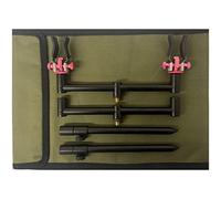 2 ROD BUZZ BAR SET BLACK 2 20-30CM BANK STICKS 2 20CM BARS CARP FISHING + PINK ADJUSTABLE RESTS