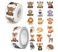 2 Roll 1000 pcs Round Animal Stickers, Highland Cattle Stickers Set Adhesive Seals 2.5cm for Scrapbook Craft Card Envelope Sealing Or Notebook Present Decoration