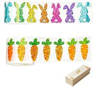 2 Roll 1000pcs Carrot and Bunny Stickers, 500 Carrot Sticker and 500 Bunny Sticker Easter Decorations, Self-Adhesive Happy Easter Stickers for Crafts, Cute Rabbit Stickeres for Decoration Or Gifts