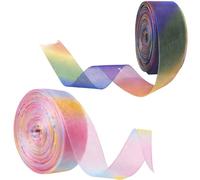 2 Roll 25 Yards Rainbow Ribbon Set - Fabric Ribbon for Gift Wrapping & Crafting, Pastel Ribbon Organza for Birthday Presents & DIY Decorc