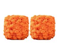 2 Roll Balls of Chunky Yarn with Pom Pom Rainbow Soft Knitting Yarn Soft Polyester 100g/roll Snowball Bean Yarn for Crochet Knitting Blanket Mat Pet Nest