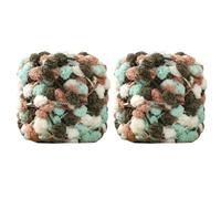 2 Roll Balls of Chunky Yarn with Pom Pom Rainbow Soft Knitting Yarn Soft Polyester 100g/Roll Snowball Bean Yarn for Crochet Knitting Blanket Mat Pet Nest