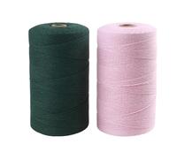 2 Roll Macrame Cord 1mm x 700m, Natural Garden Twine Macrame Rope, Cotton Rope Craft String for Projects, Wall Hanging, Plant Hangers (Pink&Dark Green)