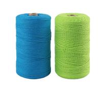 2 Roll Macrame Cord 1mm x 700m, Natural Garden Twine Macrame Rope, Cotton Rope Craft String for Projects, Wall Hanging, Plant Hangers (Apple Green&Blue)