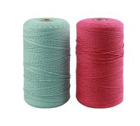2 Roll Macrame Cord 1mm x 700m, Natural Garden Twine Macrame Rope, Cotton Rope Craft String for Projects, Wall Hanging, Plant Hangers (Rose Red&Pale Green)