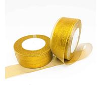 2 Roll Metallic Gold Organza Ribbon - 40mm X 22 Meters,Decorative Ribbon for Gift Wrapping, Card Making, Crafts and Scrapbooking