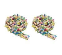 2 Rolls 1 Yard*1.2cm Rhinestone Diamond Ribbons with Round Clay Pieces Colorful Self Adhesive Rhinestone Strips,Bling Stickers Wrap Crystal Roll for Glitter DIY