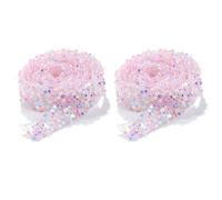 2 Rolls 1 Yard*1.2cm Self-adhensive Resin Sequin Rhinestone Ribbon Light Pink Sequin Diamond Ribbons,Bling Stickers Wrap Roll for Glitter DIY