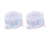 2 Rolls 1 Yard*1.2cm Self-adhensive Resin Sequin Rhinestone Ribbon White Sequin Diamond Ribbons,Bling Stickers Wrap Roll for Glitter DIY