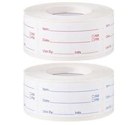 2 Rolls 1000 Pieces Removable Food Labels Stickers, 1.2 x 2.4Inch Freezer Lables Self-Adhesive Waterproof Food Storage Labels Prep Canning for Jars Pantry and Meal Containers (Red Blue)