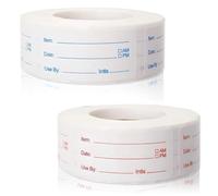 2 Rolls 1000 Pieces Removable Food Stickers, Easy Peel Off Freezer Labels, Self-Adhesive Waterproof Product Rotation Labels for Home Restaurant Cosmetic