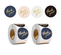 2 Rolls/1000Pcs Thank You Stickers Self Adhesive Circle Label Stickers for Wedding Birthday Party Gift Wrap Bag Small Business Packaging, 25mm, 4 Colors