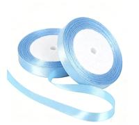2 Rolls 10mm Baby Blue Satin Ribbon for Gift Wrapping, 22m Thin Fabric Craft Light Blue Ribbon for Balloons,Crafting,Hair,Bouquets,Wedding, Car,Presents,Cake,Christmas Party Decorations