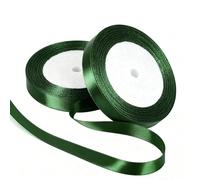 2 Rolls 10mm Dark Green Satin Ribbon for Gift Wrapping, 22m Thin Fabric Craft Ribbon for Balloons,Crafting,Hair,Bouquets,Wedding, Car,Presents,Cake,Christmas Party Decorations