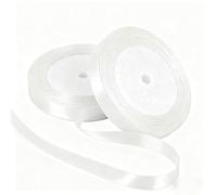 2 Rolls 10mm White Satin Ribbon for Gift Wrapping, 22m Thin Fabric Craft Ribbon for Balloons,Crafting,Hair,Bouquets,Wedding, Car,Presents,Cake,Christmas Party Decorations