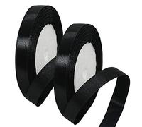 2 Rolls 10mm Wide Black Ribbon Black Halloween Ribbon for Gift Wrapping 22m, 0.4 inch Black Satin Ribbon for Wedding Car Ribbon Cake Wrapping Ribbon Hair Bow Bouquet Craft Decoration Ribbon