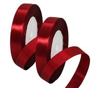 2 Rolls 15mm Wide Dark Red Satin Ribbon for Gift Wrapping, Wedding, Christmas & Crafts - Burgundy Red, 22m, 0.6 inch
