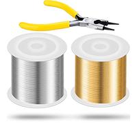 2 Rolls 20 Gauge Jewelry Making Wire and Pliers Resistant jewelry making craft wire Tarnish Copper Jewelry Wire Jewelry Beading Wire for DIY Jewelry Craft Making Supplies, Sliver and Gold, 0.8 mm