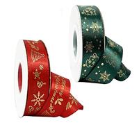2 Rolls 20 Yards Christmas Ribbon, Xmas Satin Ribbon for Gift Wrapping, 20mm Width Green/Red Decorative Wrapping Ribbon for Crafts, Christmas, Wedding, Sewing, DIY (10 Yards/Rolls)