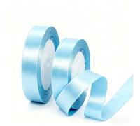 2 Rolls 20mm Baby Blue Satin Ribbon for Gift Wrapping, 22m Thin Fabric Craft Light Blue Ribbon for Balloons,Crafting,Hair,Bouquets,Wedding, Car,Presents,Cake,Christmas Party Decorations