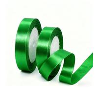 2 Rolls 20mm Green Satin Ribbon for Gift Wrapping, 22m Thin Fabric Craft Ribbon for Balloons,Crafting,Hair,Bouquets,Wedding, Car,Presents,Cake,Christmas Party Decorations