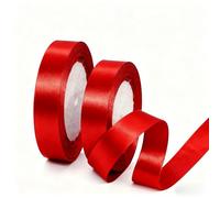 2 Rolls 20mm Red Satin Ribbon for Gift Wrapping, 22m Thin Fabric Craft Ribbon for Balloons,Crafting,Hair,Bouquets,Wedding, Car,Presents,Cake,Christmas Party Decorations