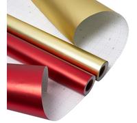 2 Rolls 43cm x 8m Birthday Gift Wrapping Paper, Gold and Red Solid Color Pearly - lustre Paper for Birthday, Party, Christmas, Wedding, Festival Gift Decorations