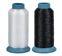 2 Rolls 5000 Meters Strong Bonded Nylon Thread 0.1MM Wide Clear and Black Nylon Sewing Thread for Upholstery