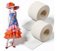 2 Rolls 6.5 Yards Hemming Tape for Sewing, 1.37 Inch Width White Hem Sewing Tape Fishbone Boning Lining Reusable Narrow Hem and Curved Hems Sew Tool for Skirts Dresses Wedding Veils Clothing