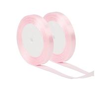 2 Rolls Baby Pink Satin Ribbon 10mm - Double Sided, Thick Fabric for Gift Wrapping, Crafting, Cake Decoration, Wedding Car Ribbon