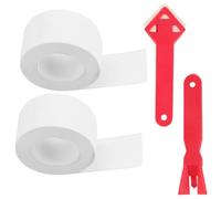 2 Rolls Bath Sealant Strip 1.5"x21ft White Simple Seal with 2 Caulking Tools Self Adhesive Waterproof Shower Tray Caulk Strip Plinth Sealing Tape for Kitchen Sink Bathroom Toilet Wall Floor Corner