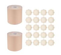 2 Rolls Boob Tape, Breathable Bob Tape for Large Breasts, Boobtapes Push Up, 7.5 cm x 5 Meter Self-Adhesive Strapless Bra Breast Tapes Lift, with 10 Pairs Reusable Nipple Covers(Light Skin Color)