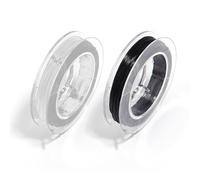 2 Rolls Bracelet Elastic Stretchy String, Black White Elastic Thread Clay Bead String Jewellery Making Beading Cord Necklace DIY Handmade Crafts Accessories (0.6mm*20m)