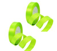2 Rolls Bright Green Satin Ribbon 20mm - Double Sided, Thick Fabric for Gift Wrapping, Crafting, Cake Decoration, Hair Bows, Christmas, Wedding