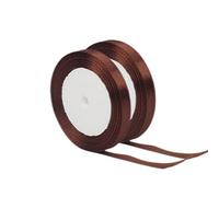 2 Rolls Brown Satin Ribbon 10mm for Gift Wrapping 22M, Double Sided Thick Fabric for Crafting, Cake, Hair Bow, Balloon, Christmas Decoration, Wedding Car - 10mm Width