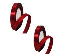 2 Rolls Burgundy Red Satin Ribbon 10mm - Double Sided, Thick Fabric for Gift Wrapping, Crafting, Cake Decoration, Hair Bows, Christmas, Wedding