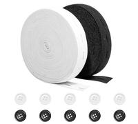 2 Rolls Buttonhole Elastic, 15mm Webbing Stretch Band, Sewing Elastic Tape for Trouser Waistbands, Maternity Clothes, Sewing, Knitting, Crafting,Black & White