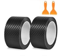 2 Rolls Carbon Fibre Vinyl Wrap Strips Car Door Sill Protector 5cm,Bike Protection Tape,Scooter Grips Cover (Black,5m)