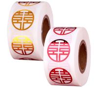 2 Rolls Chinese Double Happiness Stickers Paper Wedding Labels
