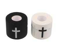 2 Rolls Christian Athletic Tape Cotton Cloth Wrap 5cm for Wrists | Printed Cross Pattern, Elastic Secure Fit, Breathable Broad Coverage, for Basketball and Football Athletes